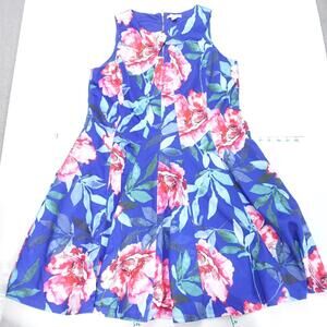 DB Established 1962 Fit & Flare Dress Womens 14 Multicolor Floral Keyhole Front